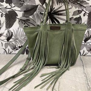 Nena & Co Mini Convertible Tote boho bag with added strap fringe tassels